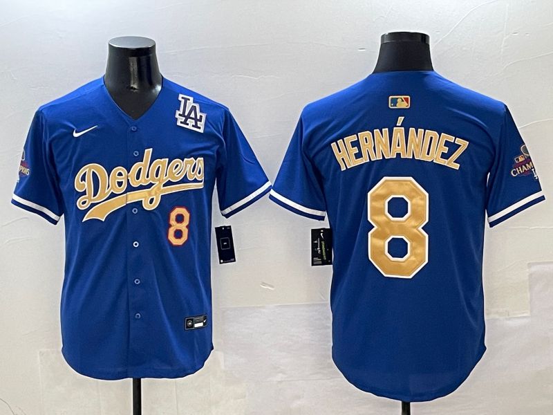Men Los Angeles Dodgers #8 Hernandez Blue Gold 2025 Nike MLB Jersey style 4144->los angeles dodgers->MLB Jersey